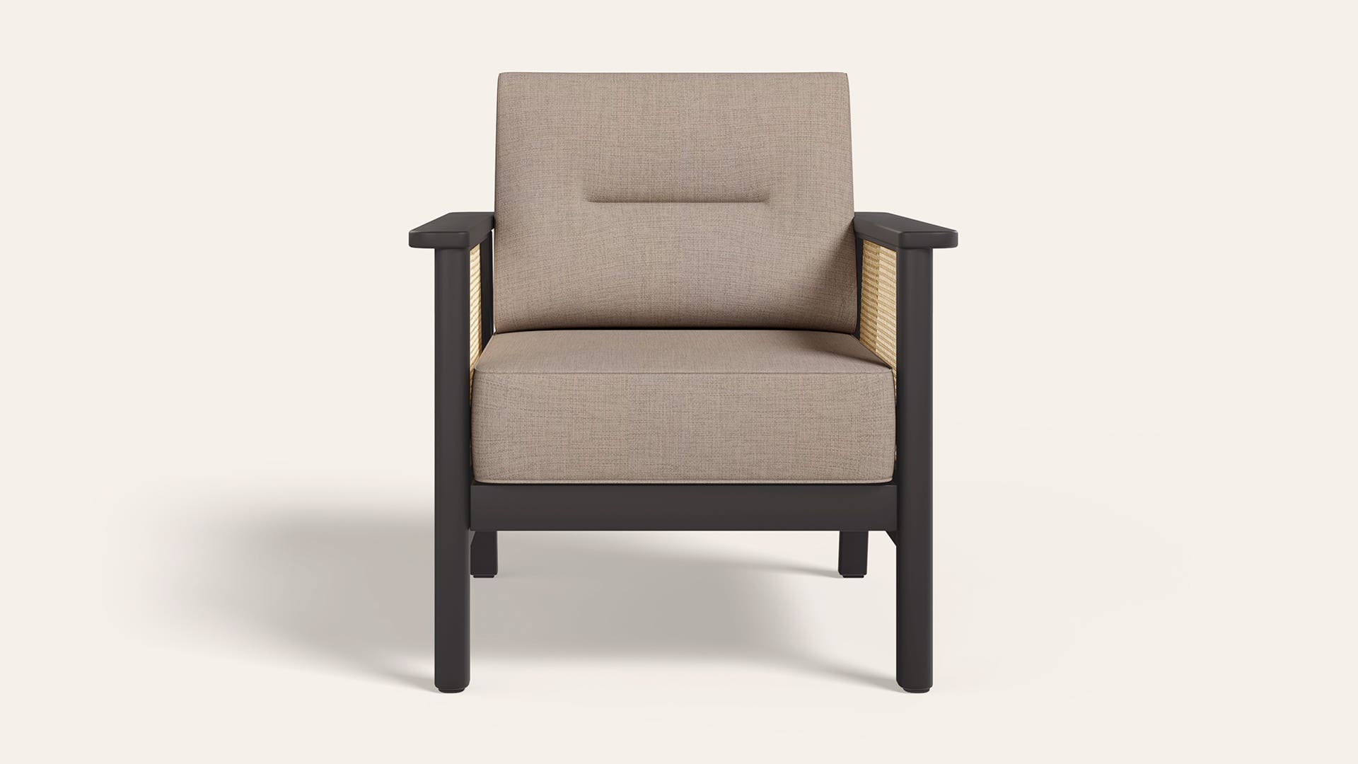 Ristova 1-Seater Fabric Sofa with Rattan Weave Armrest
