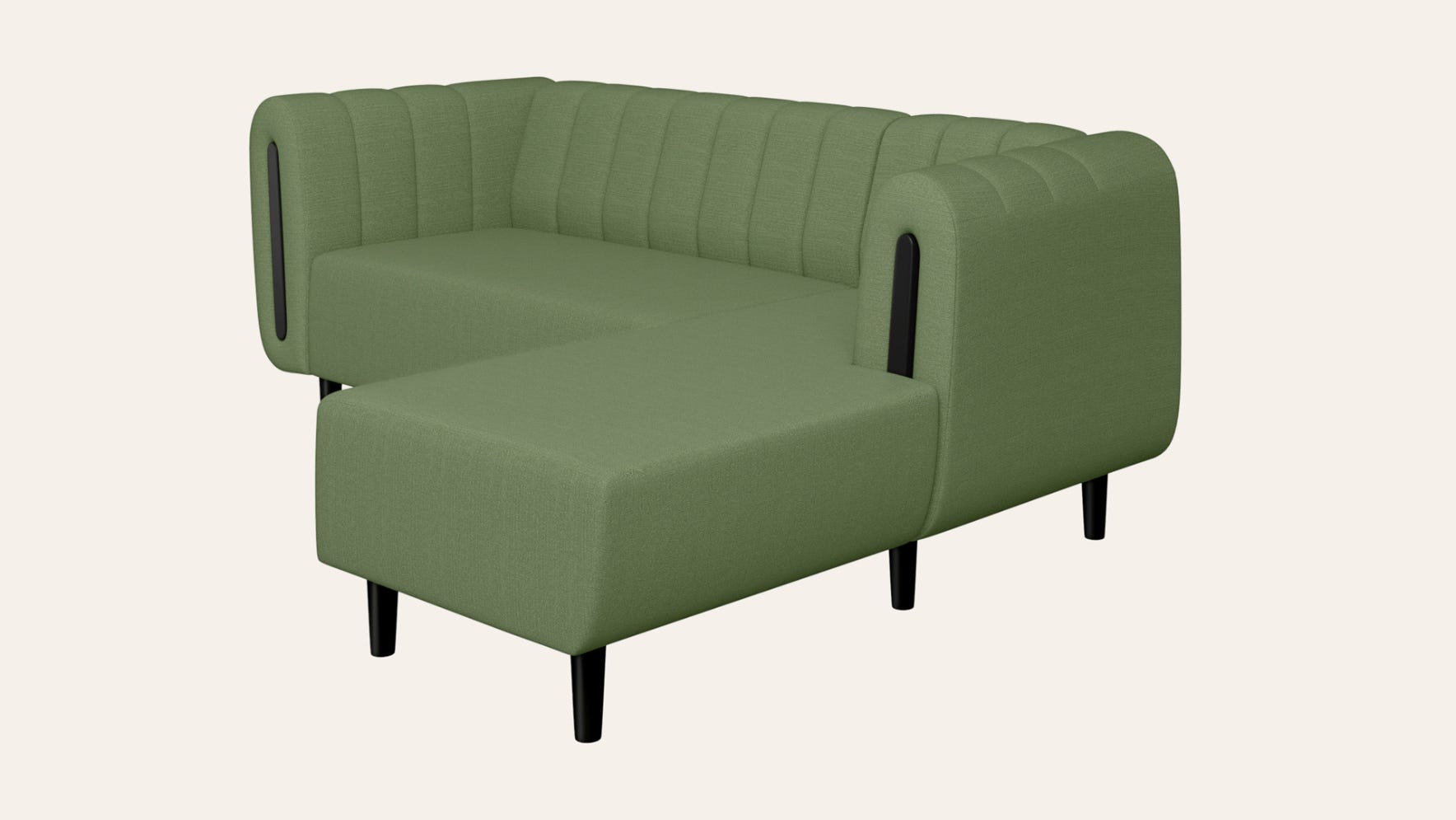 Paramount L-Shape 3 Seater Left Hand Side Fabric Sofa (Green)