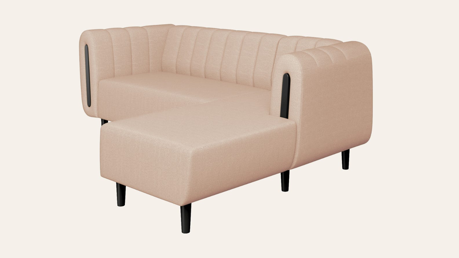 Paramount L-Shape 3 Seater Left Hand Side Fabric Sofa (Beige)