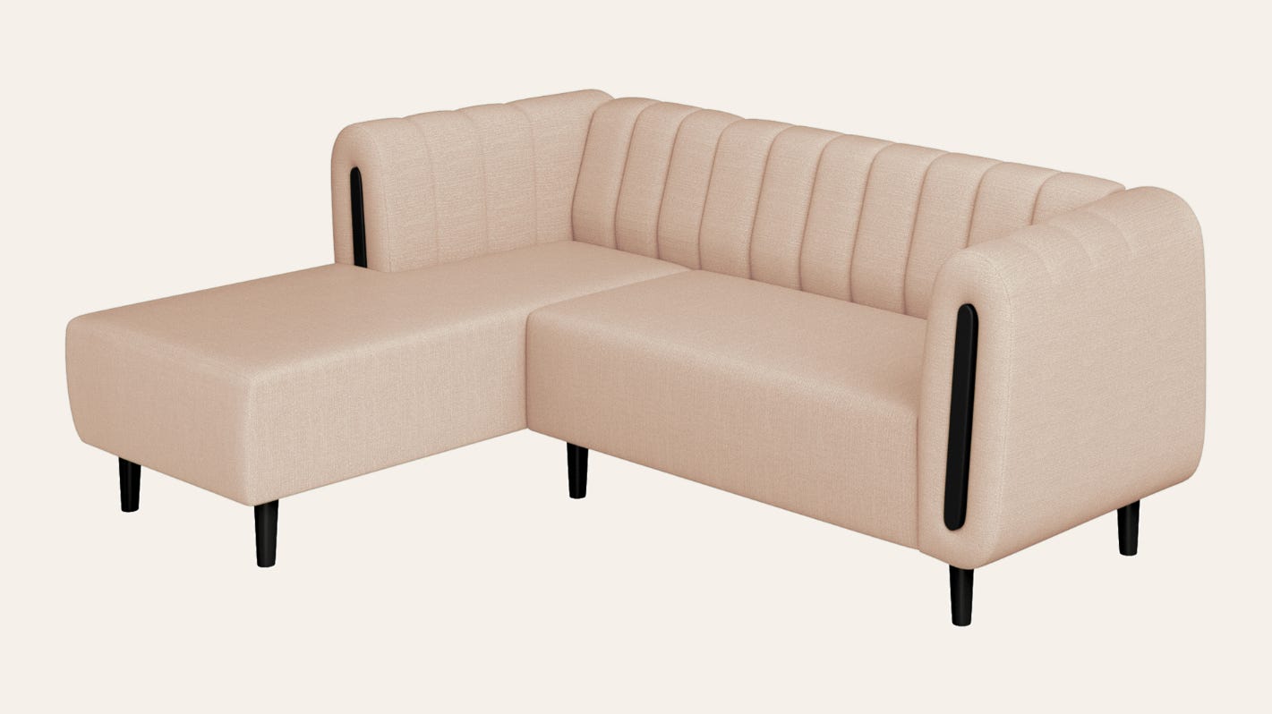Paramount L-Shape 3 Seater Right Hand Side Fabric Sofa (Beige)