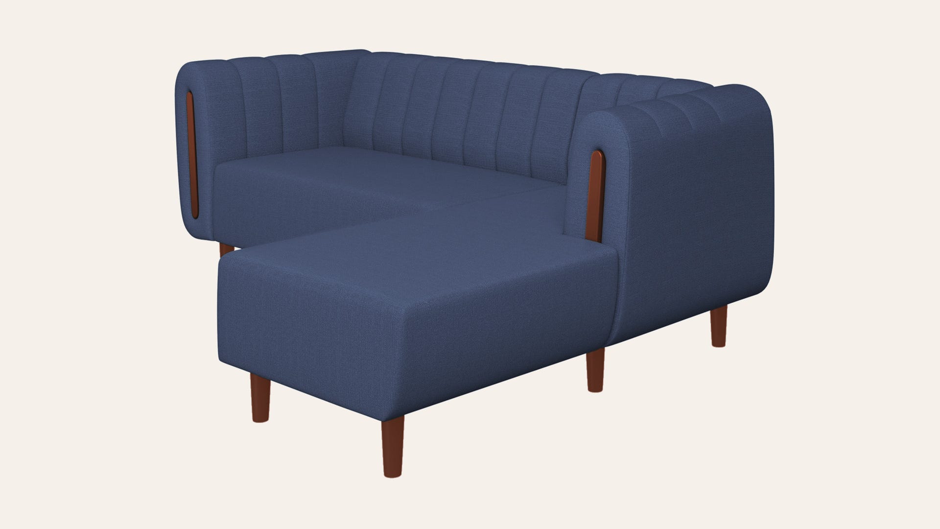 Paramount L-Shape 3 Seater Left Hand Side Fabric Sofa (Ocean Blue)