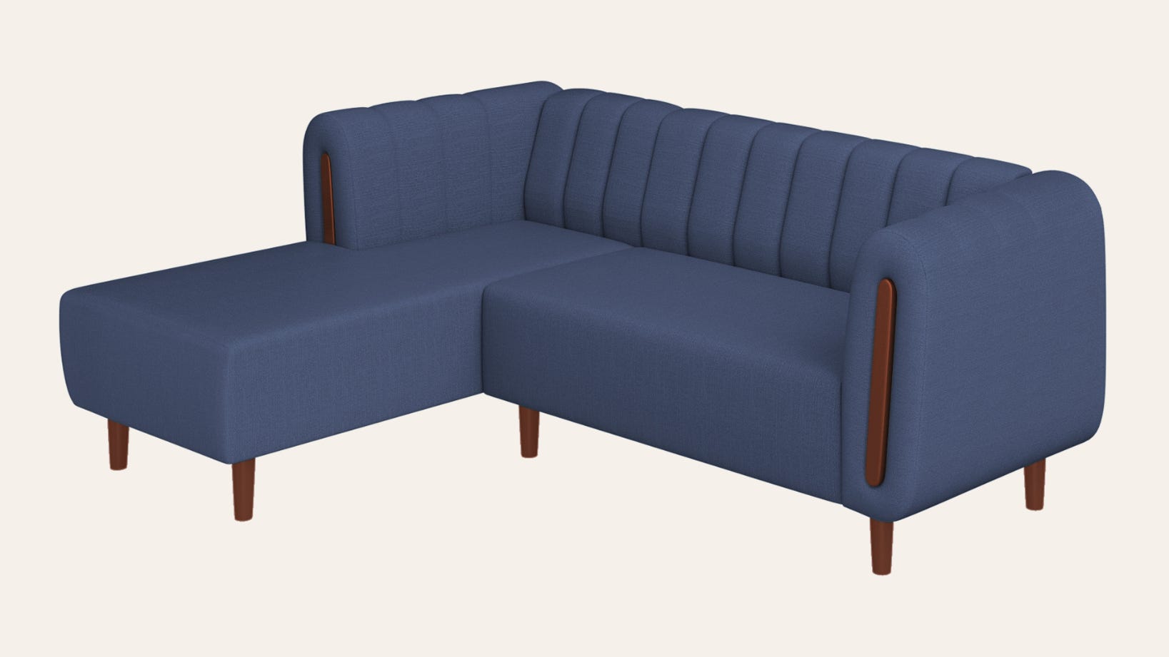 Paramount L-Shape 3 Seater Right Hand Side Fabric Sofa (Ocean Blue)