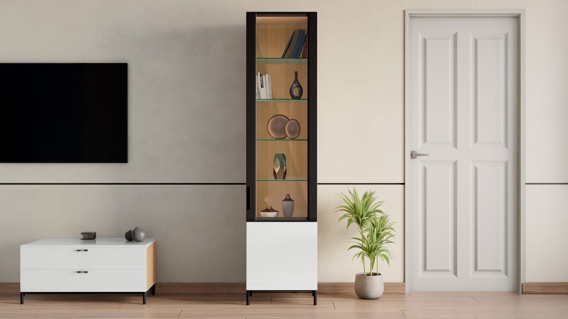 Cinq Engineered Wood Tall Display Unit Left