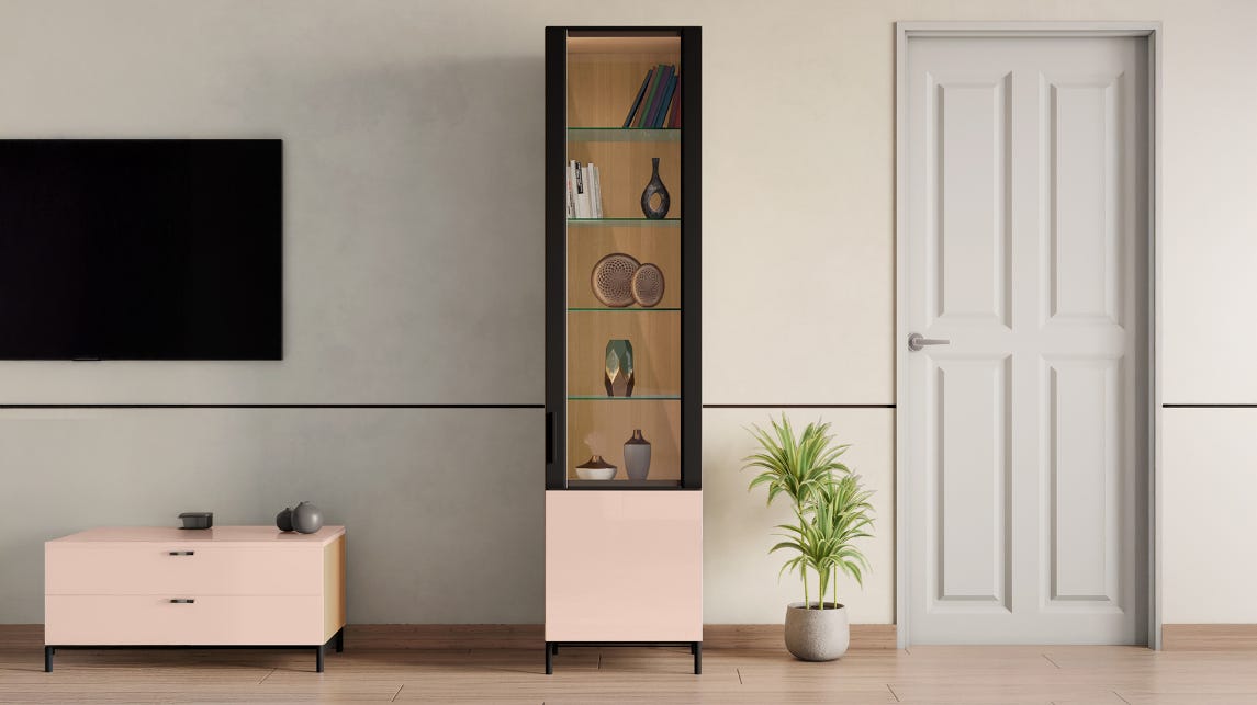 Cinq Engineered Wood Tall Display Unit Left