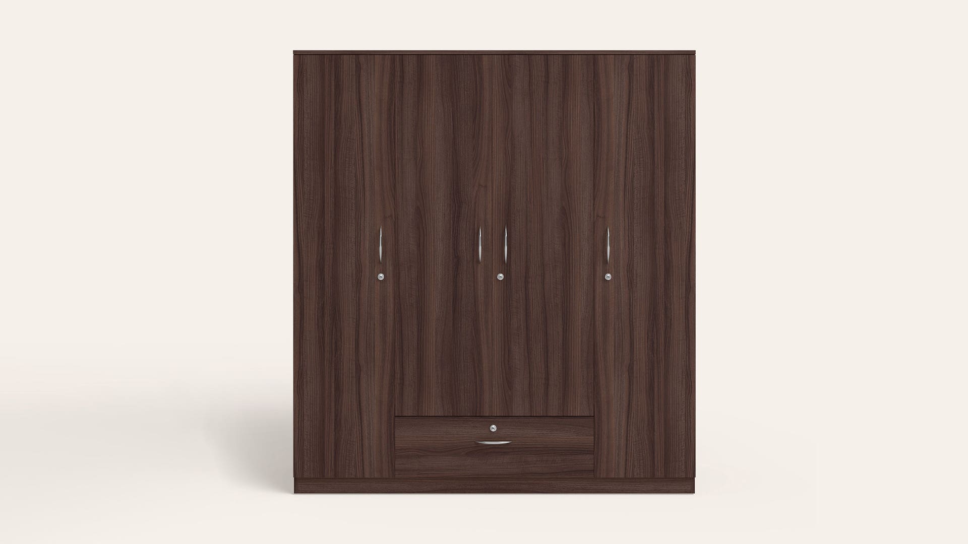 Ewa 4-Door Wooden Wardrobe/Almirah (Brown)