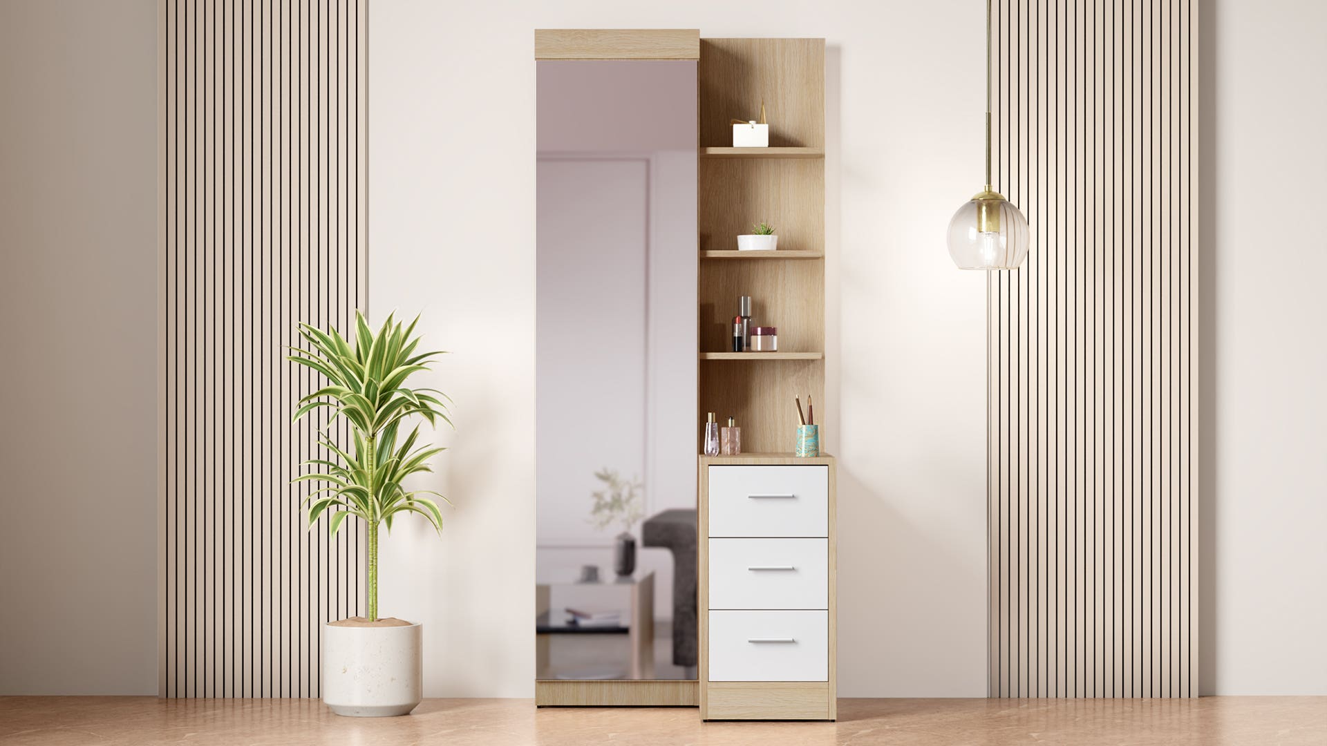 Ergonest 900W Engineered Wood Dressing Table with Stool
