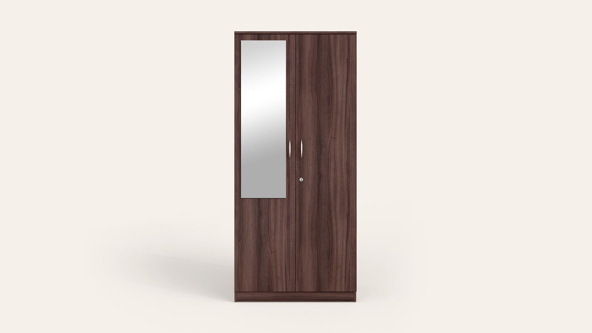 Ewa 2-Door Wooden Wardrobe/Almirah with Mirror (Brown)