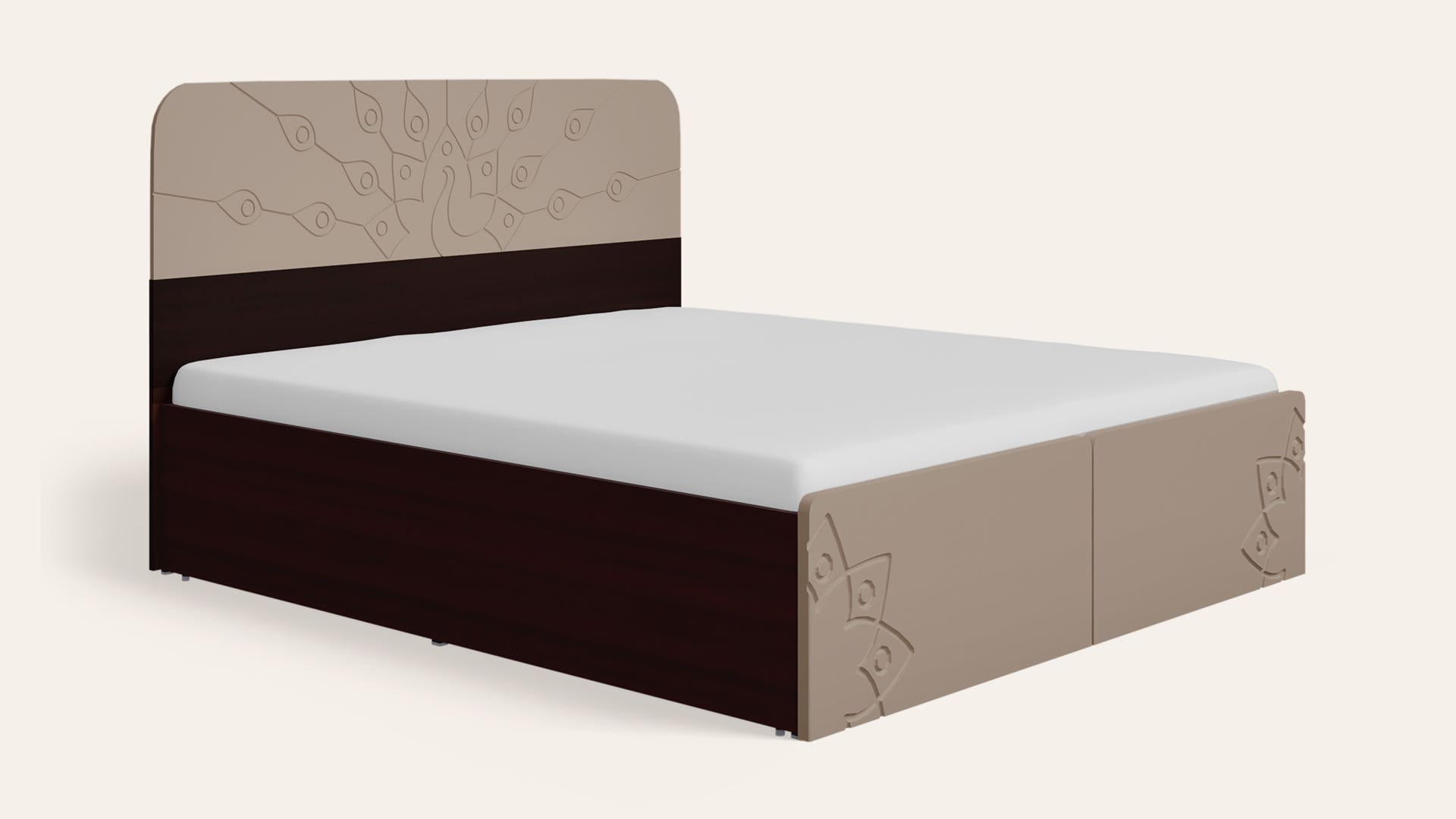 Pavo Queen Size Wooden Bed with Pull-Out Storage