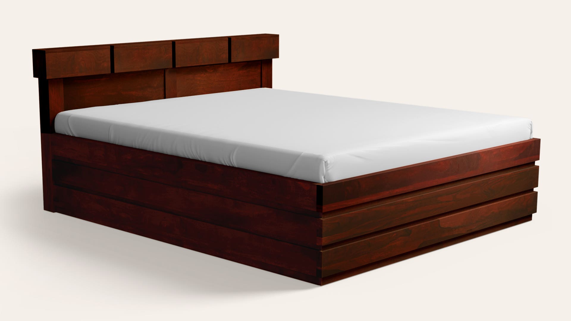 Grande Advance King Size Solid Wood Bed with Box Storage