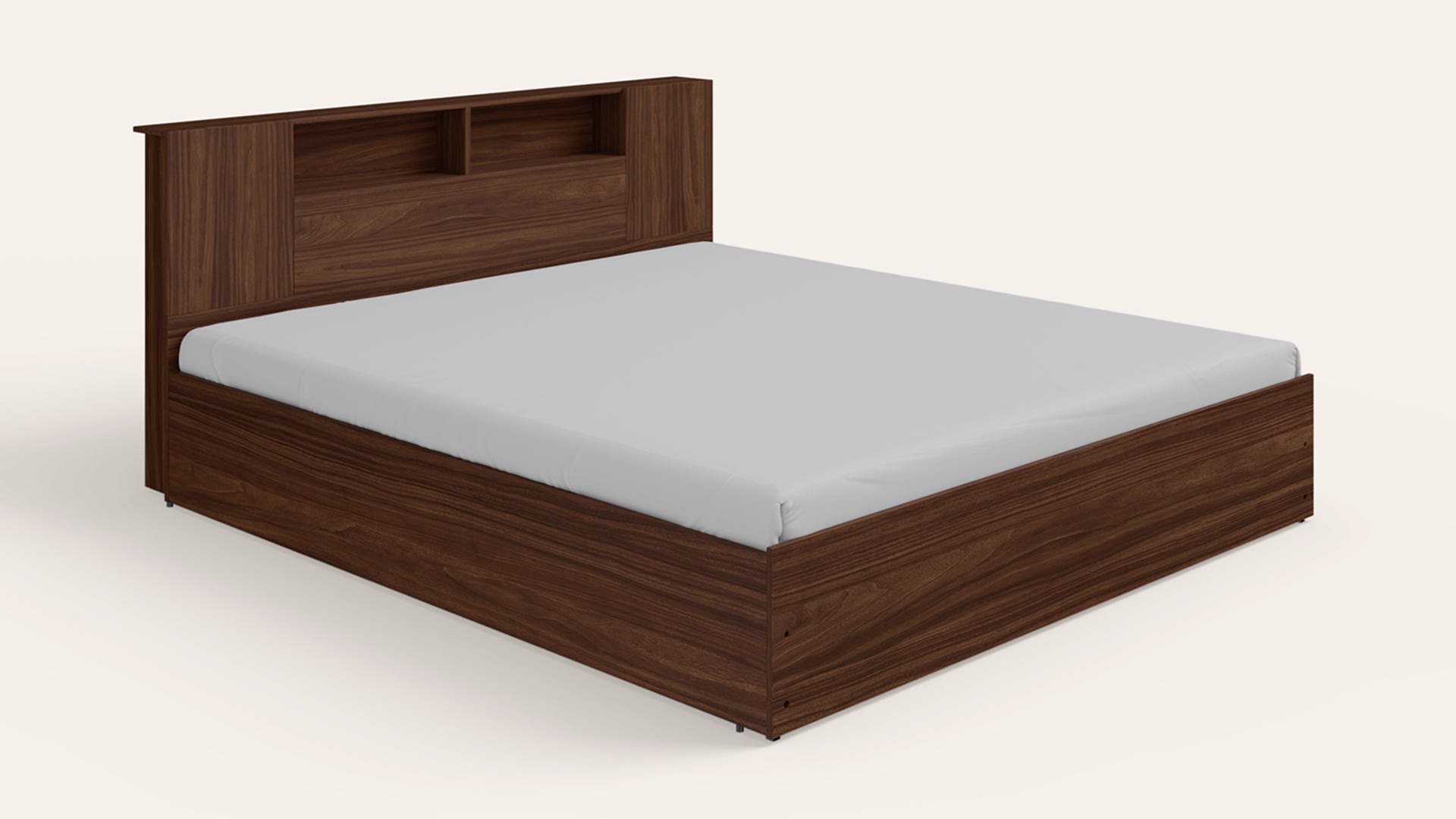 Elys Queen Size Wooden Bed with Drawer Storage