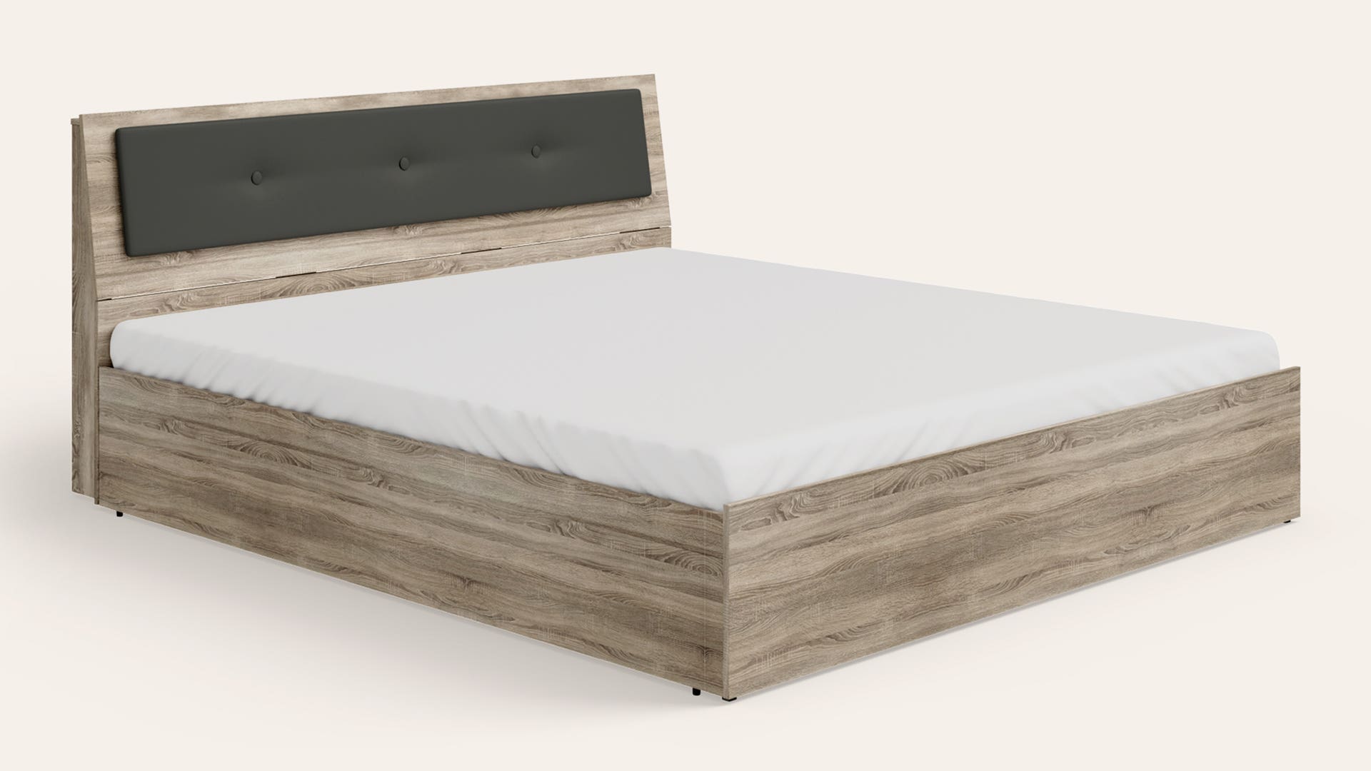 Stud Queen Size Wooden Bed with Pullout Storage