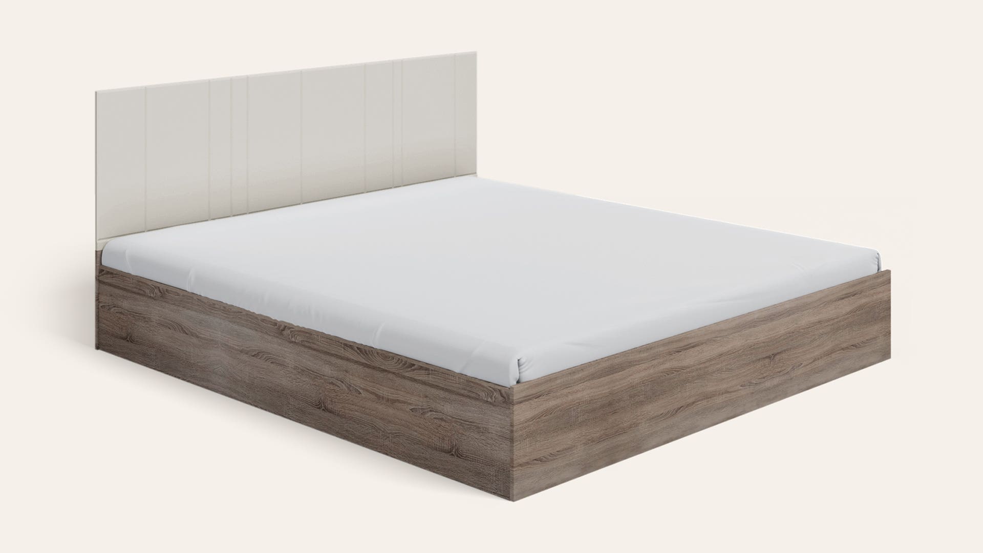 Chime Queen Size Wooden Bed with Half Hydraulic Storage