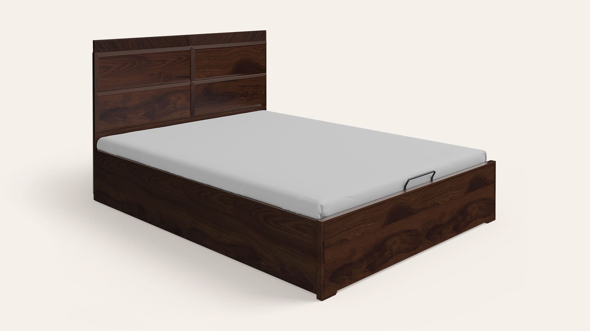 Goldust V2 King Size Solid Wood Bed with Hydraulic Storage