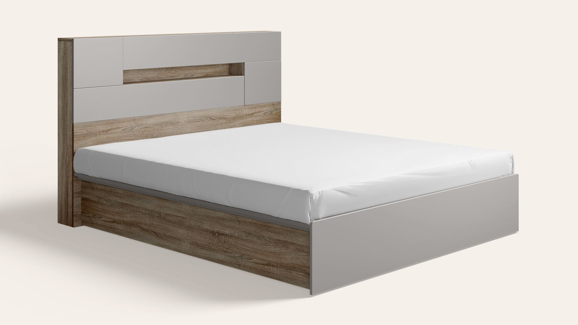 Ray Pro King Size Engineered Wood Bed with LED Headboard and Motorized Storage
