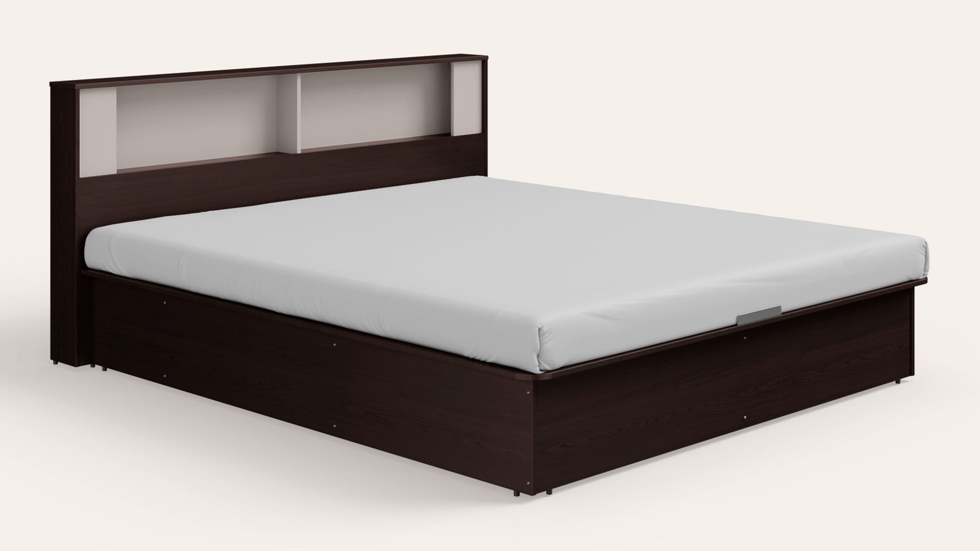 Zenith King Size Wooden Bed with Box Storage