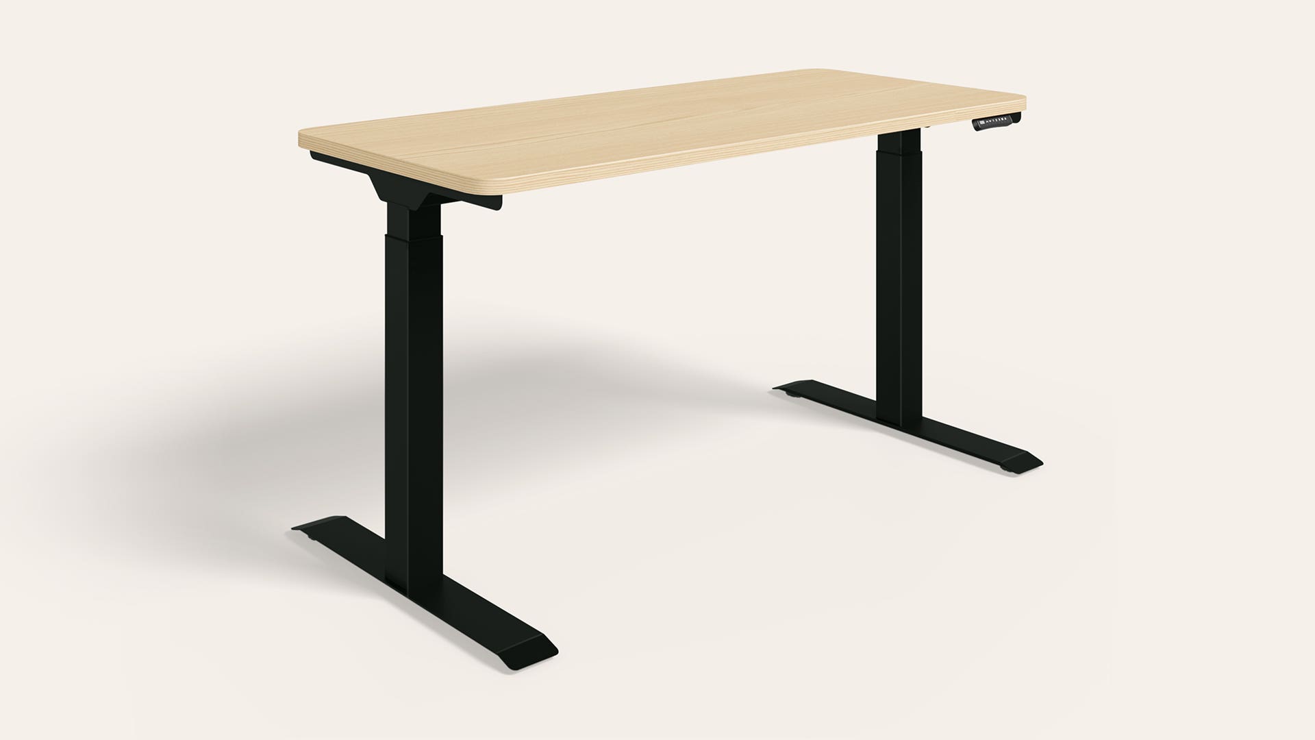 Stance Motorised Height Adjustable Table - 1350 X 600 (Douglus Pine Top with Black Legs)