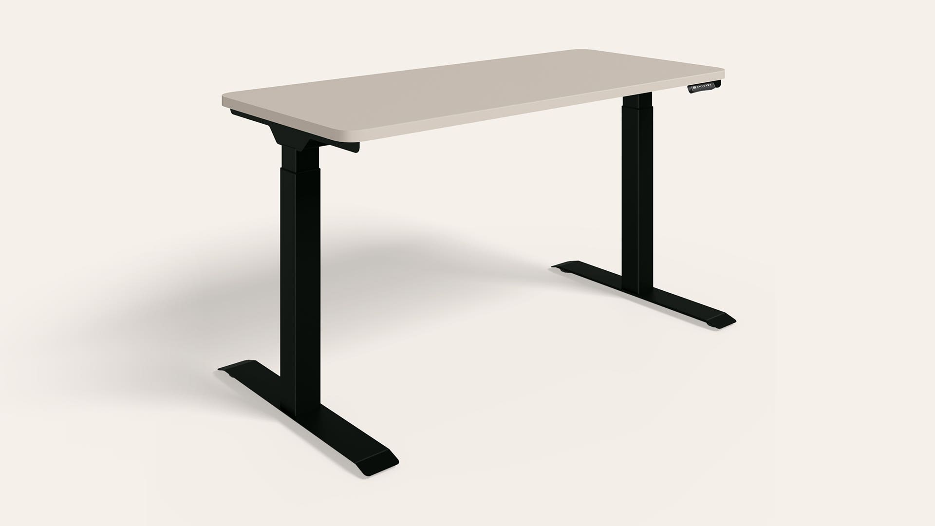 Stance Motorised Height Adjustable Table - 1350 X 600 (Warm Grey Top with Black Legs)
