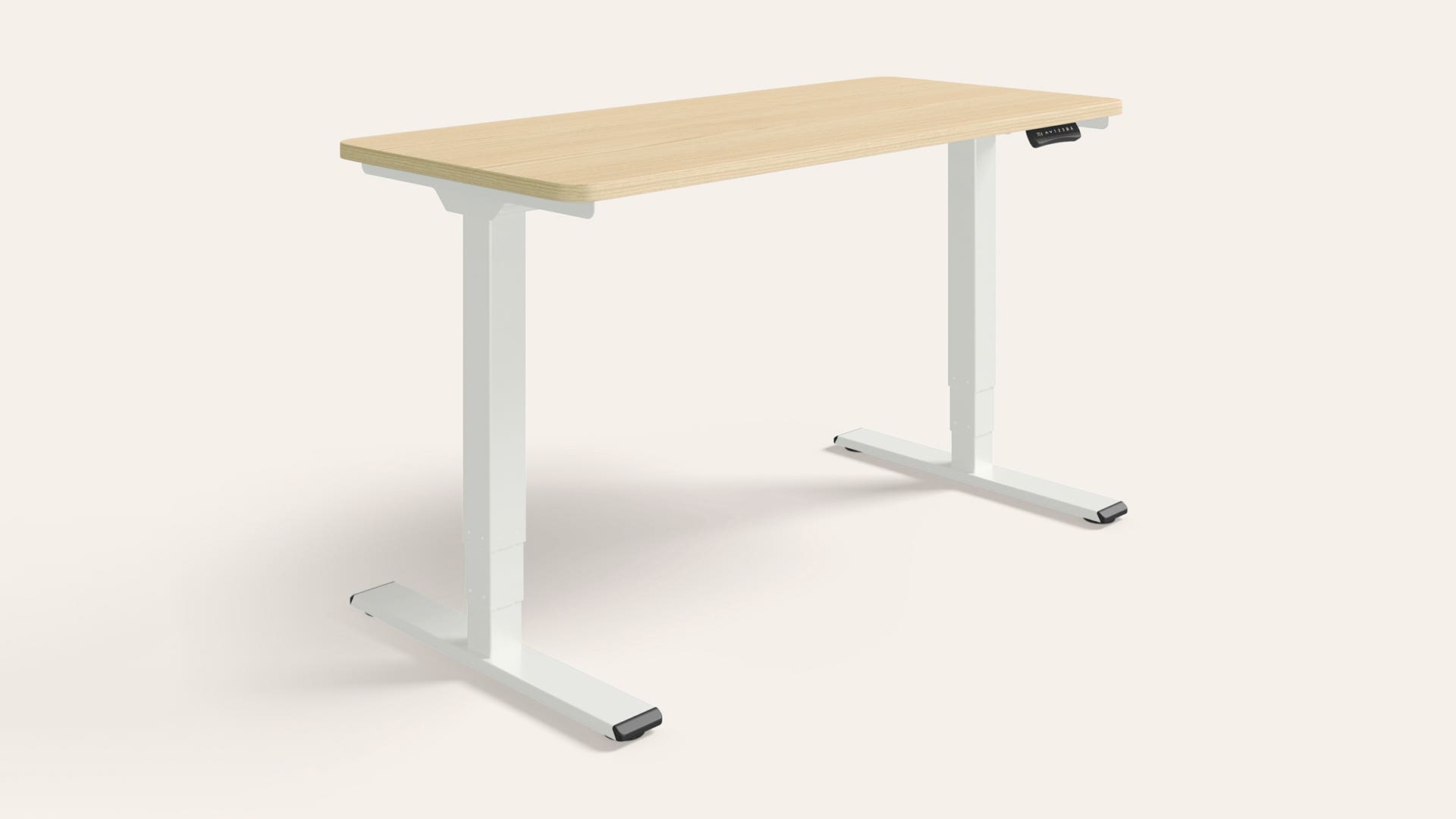 Stance Motorised Height Adjustable Table - 1350 X 600 (Douglus Pine Top with White Legs)