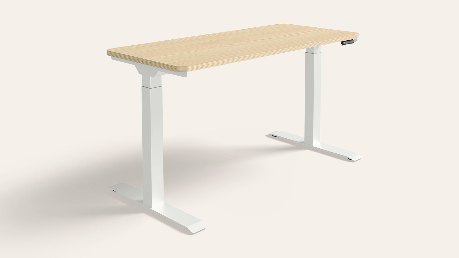 Stance Motorised Height Adjustable Table - 1350 X 600 (Douglus Pine Top with White Legs)
