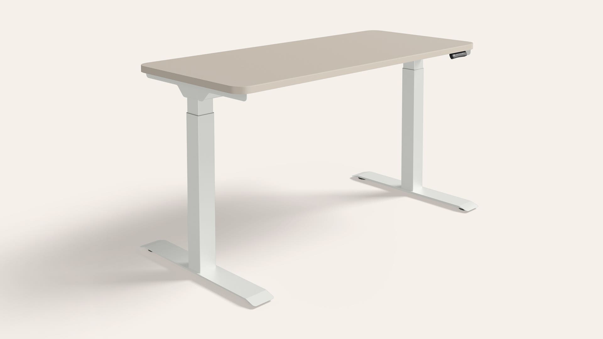 Stance Motorised Height Adjustable Table - 1350 X 600 (Warm Grey Top, Black Leg)