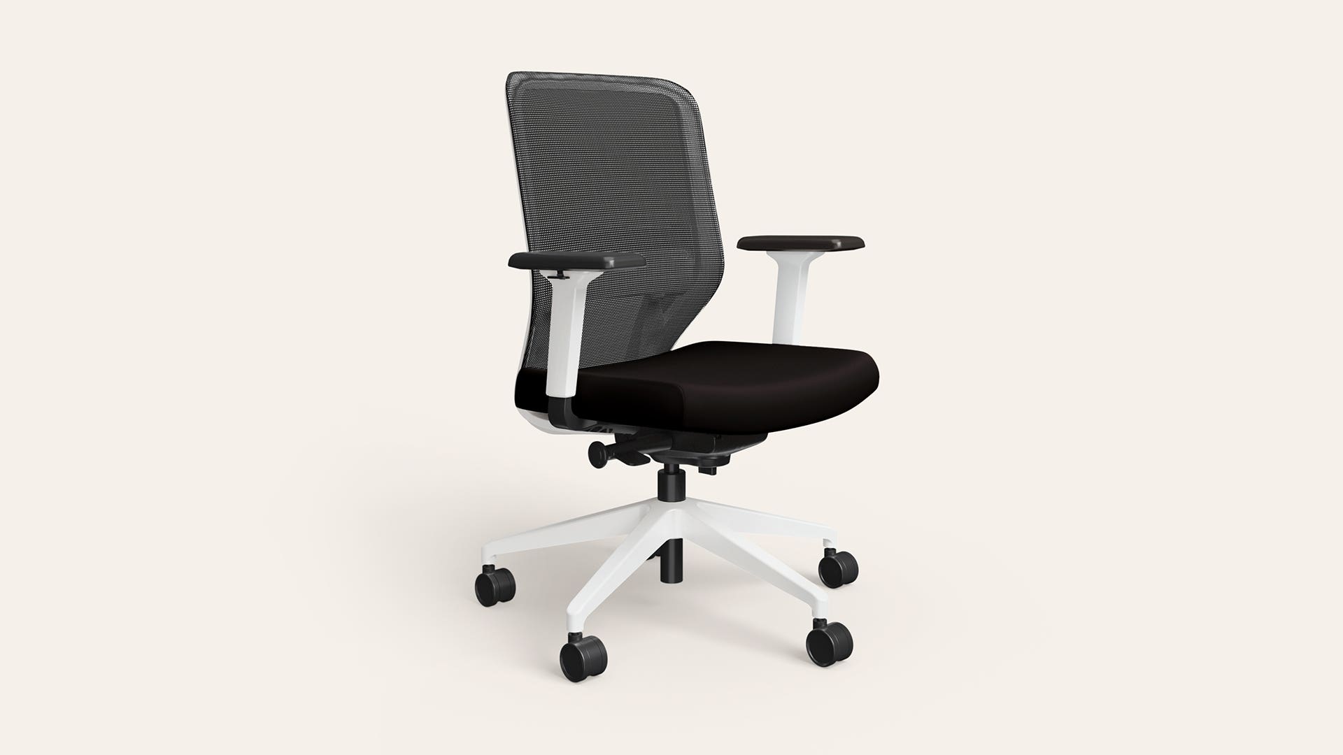 Greta 2.0 Mid Back Fabric Ergonomic Chair (Black Ink with White Body)