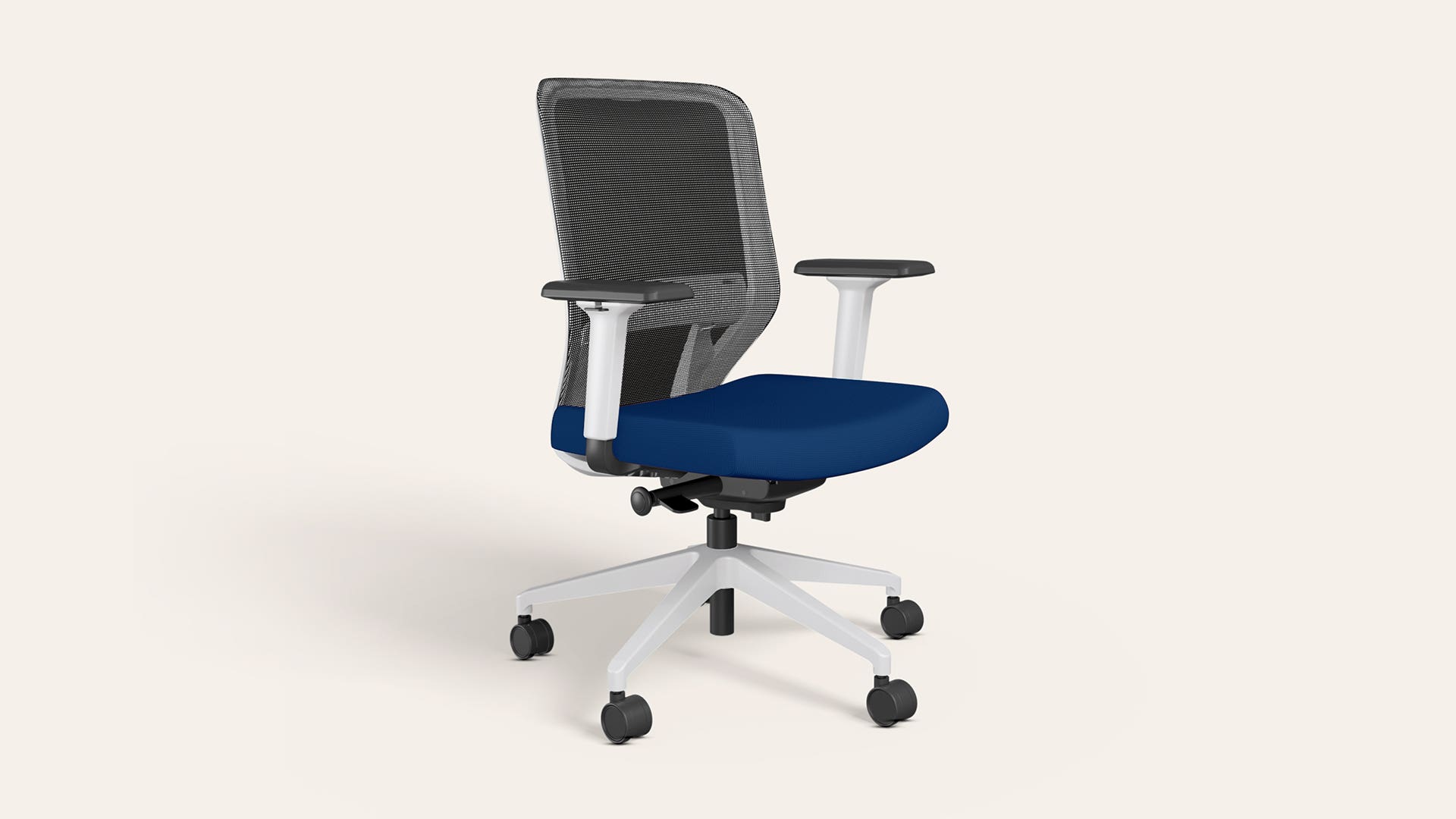 Greta 2.0 Mid Back Fabric Ergonomic Office Chair (Royal Blue with White Body)