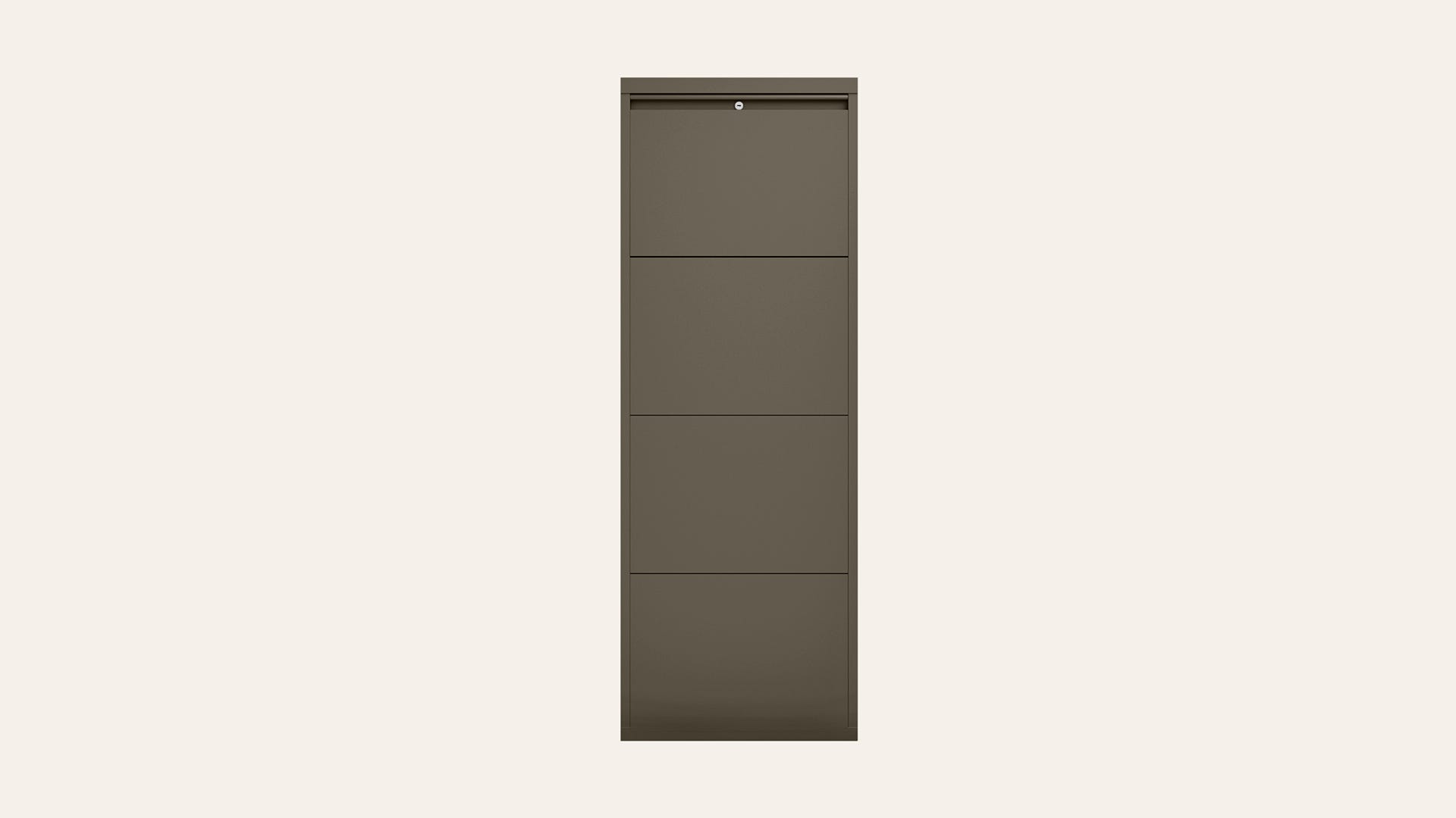 Step‑In 8‑Pair Lockable Steel Shoe Cabinet (Sepia Brown)