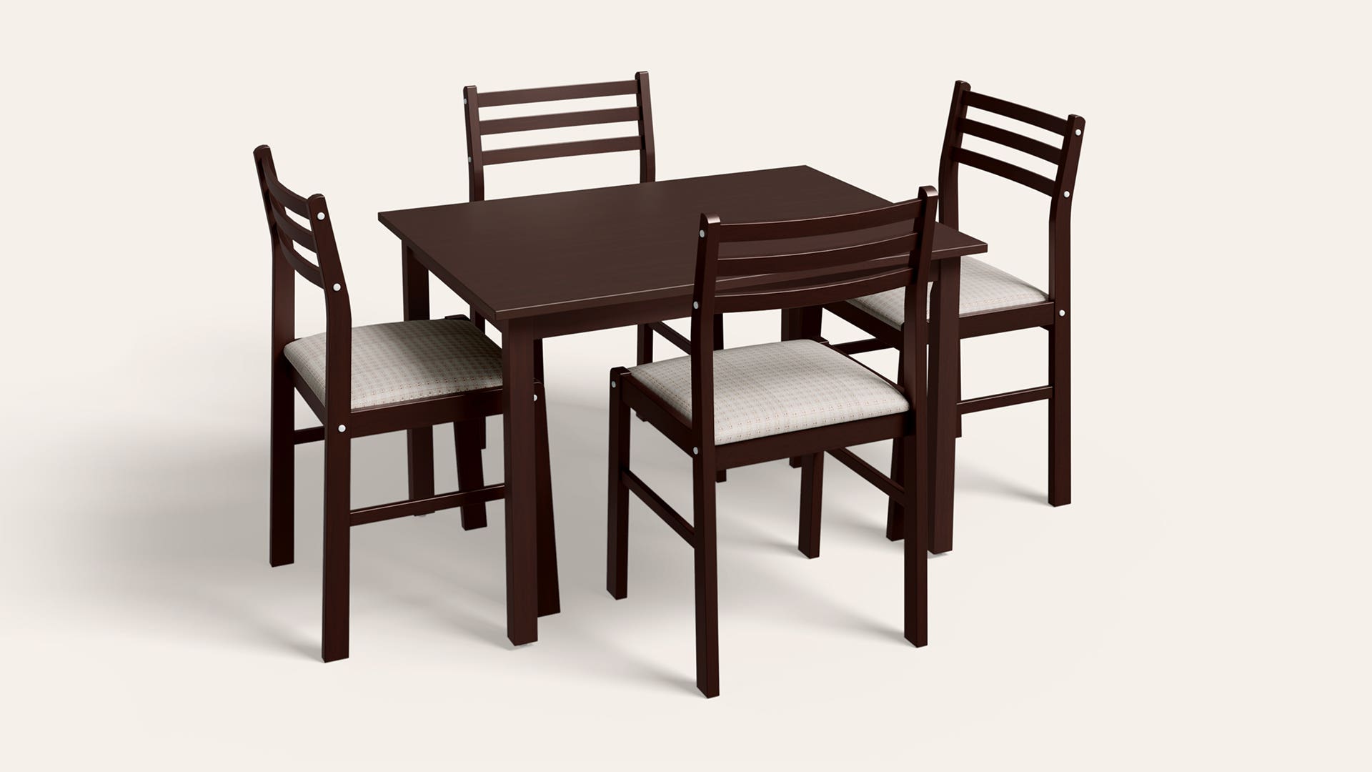 Estana 4-Seater Solid Rubberwood Rectangular Dining Set