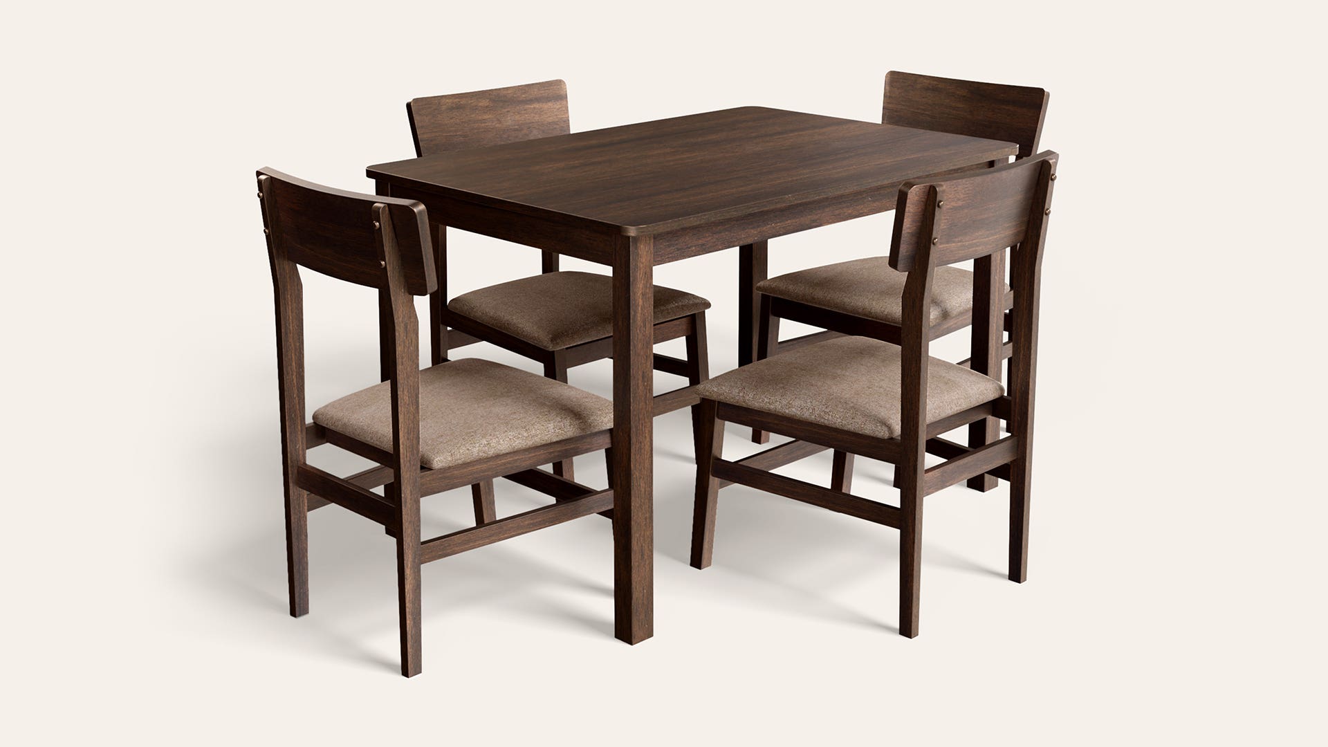 Ace Pro 4-Seater Solid Rubberwood Square Dining Set