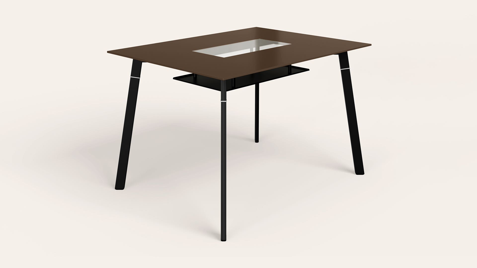 Bezel 4-Seater Painted Glass Top Rectangular Dining Table