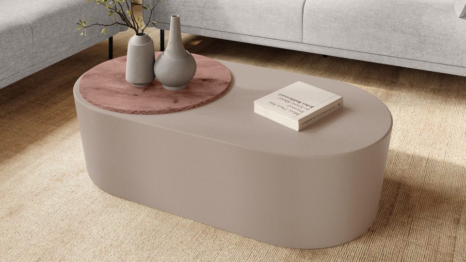 Raffin Multi-Purpose Coffee Table with Sitting Desk Function (Soft Brown)