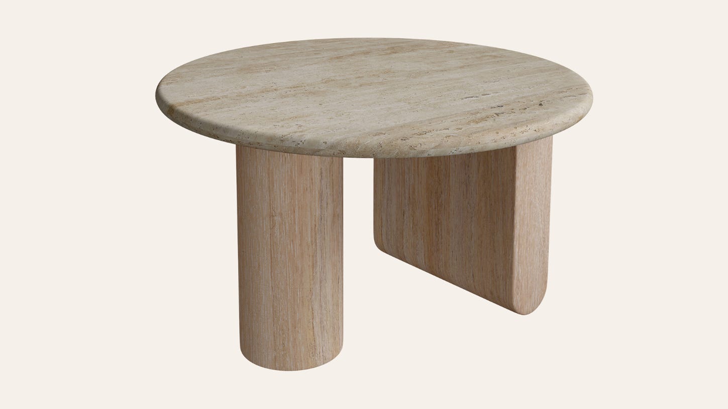 Eira Travertine Natural Stone Round Coffee Table