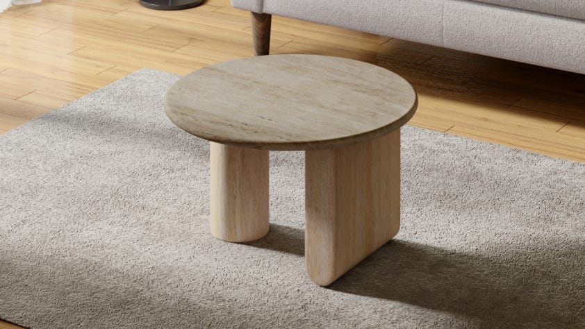 Eira Travertine Natural Stone Round Coffee Table
