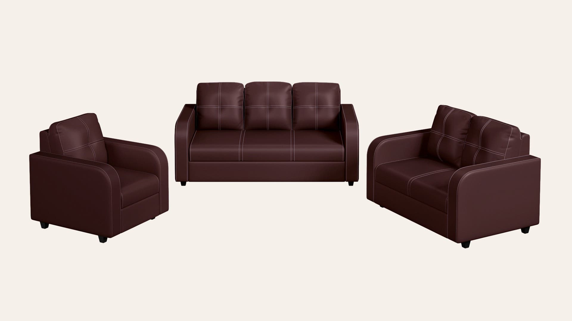 Tycoon 6-Seater Leatherette Sofa Set(3 Seater + 2 Seater + 1 Seater)