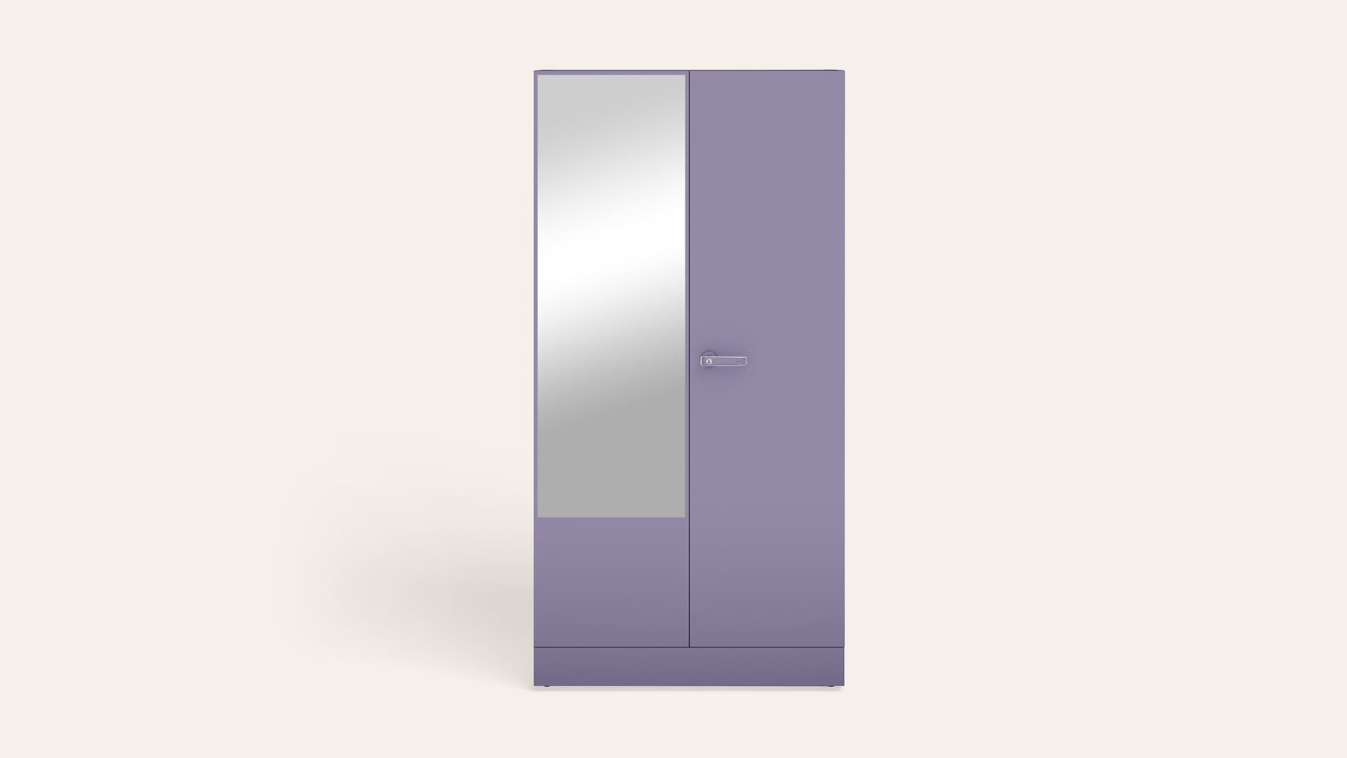 Auraline® Women Basic 2-Door Steel Almirah/Wardrobe with Mirror (Lavender Gray)