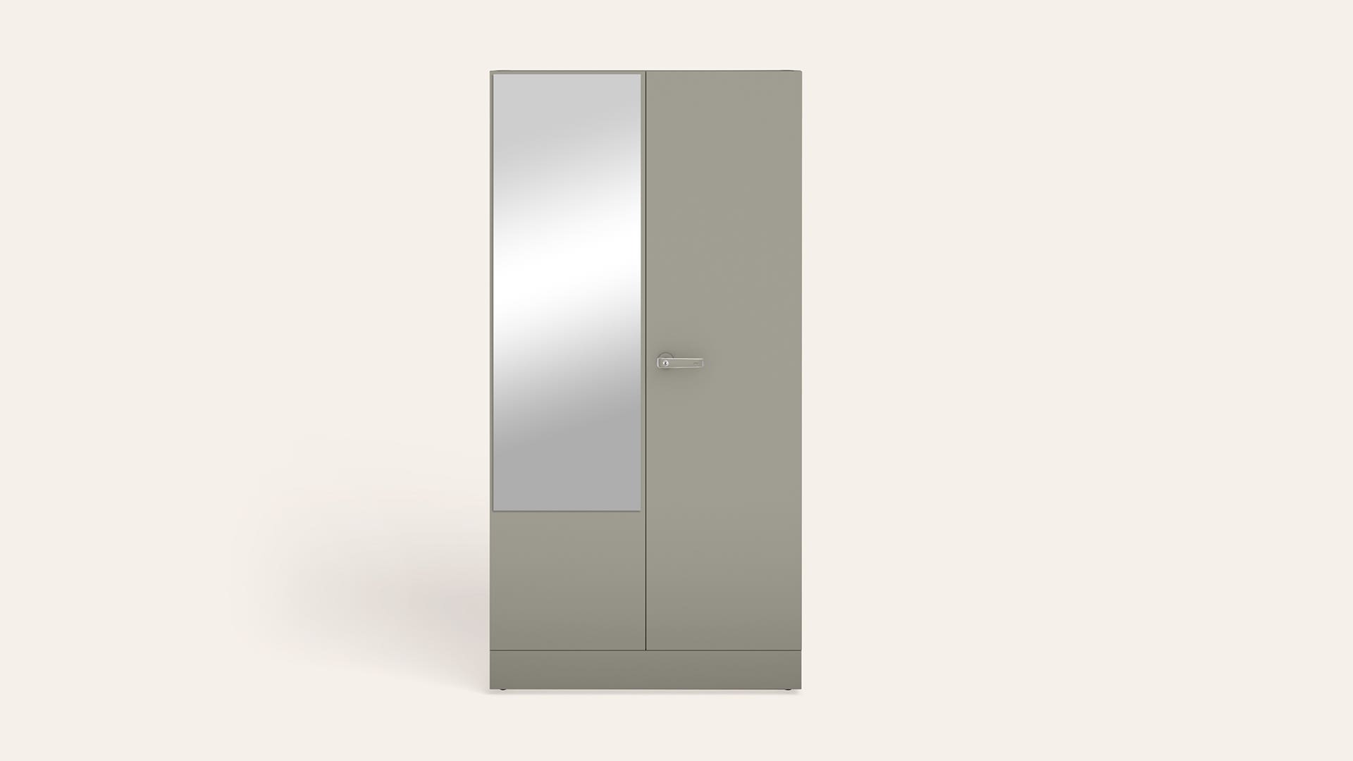 Auraline® Women Basic 2-Door Steel Almirah/Wardrobe with Mirror (London Fog)