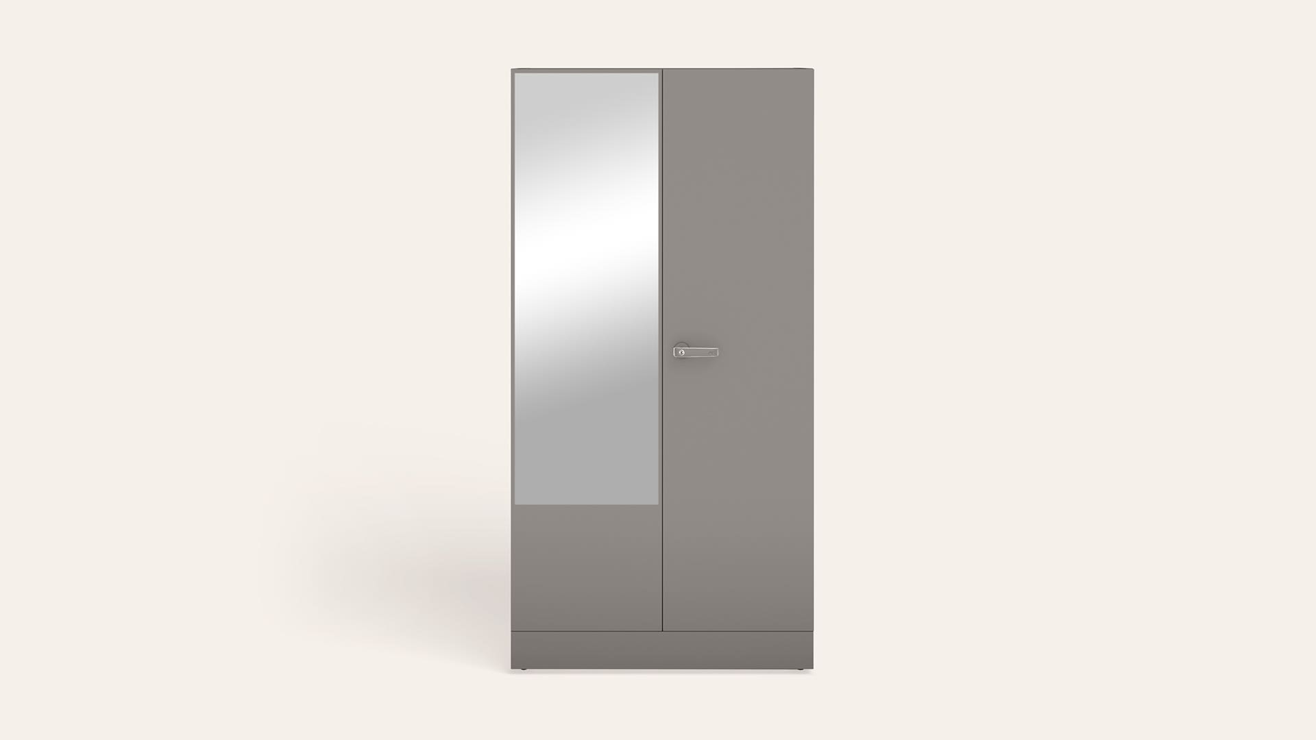 Auraline® Women Basic 2-Door Steel Almirah/Wardrobe with Mirror (Rocky Grey)