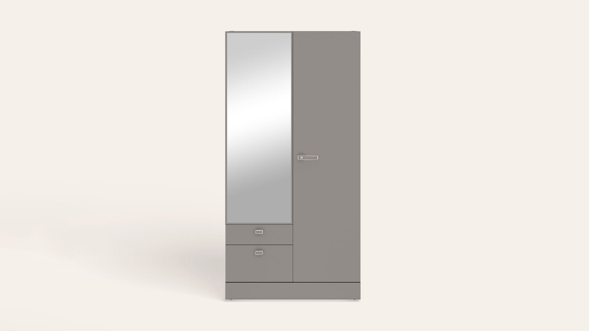 Auraline® Women Premium 2-Door Steel Almirah/Wardrobe with Mirror (Rocky Grey)