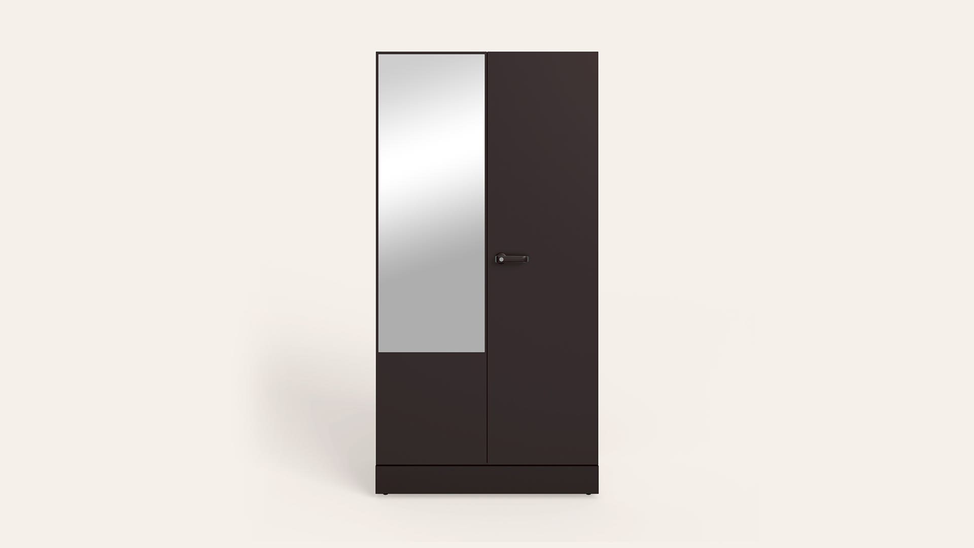 Auraline® Men Basic 2-Door Steel Almirah/Wardrobe with Mirror (Textured Coffee Brown)