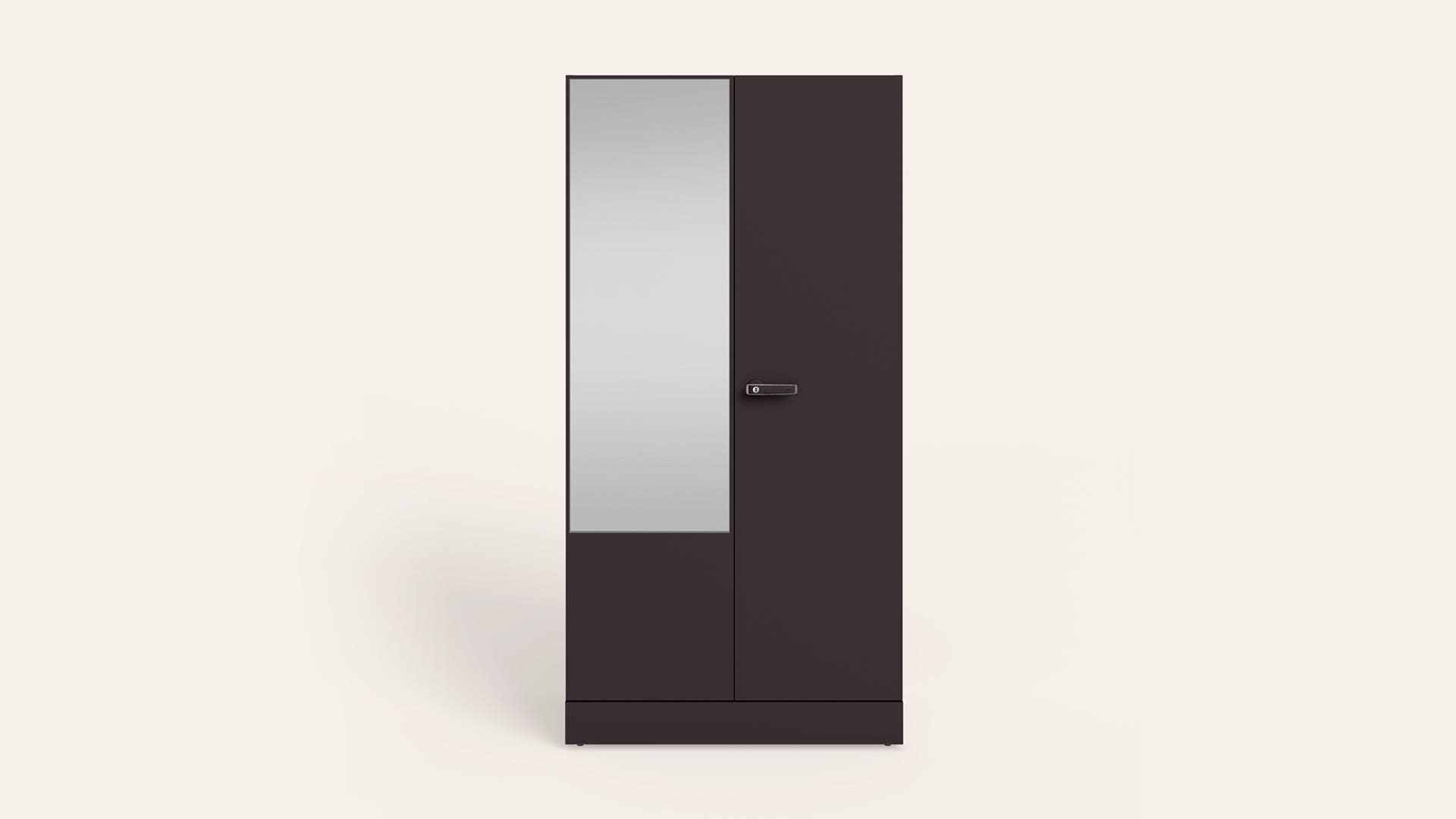 Auraline® Women Basic 2-Door Steel Almirah/Wardrobe with Mirror (Textured Coffee Brown)
