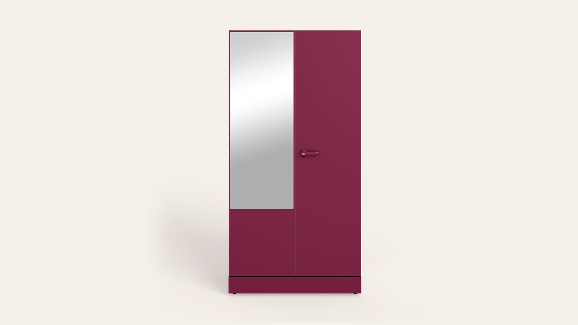 Auraline® Men Basic 2-Door Steel Almirah/Wardrobe with Mirror (Textured Berry)