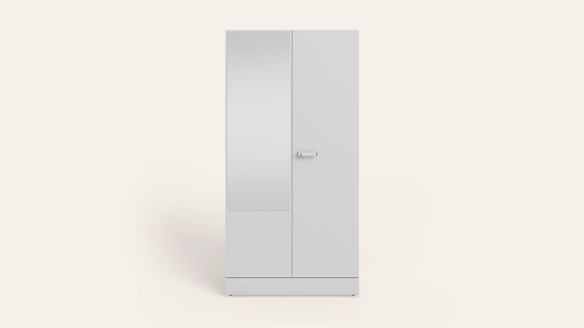 Auraline® Women Basic 2-Door Steel Almirah/Wardrobe with Mirror (Textured Bond White)