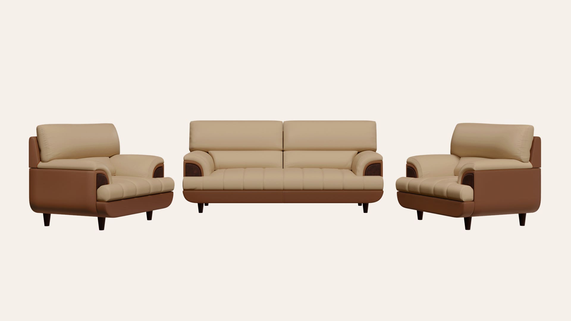 Bayflow 5-Seater Synthetic Leather Sofa Set (3 Seater + 1 Seater + 1 Seater)