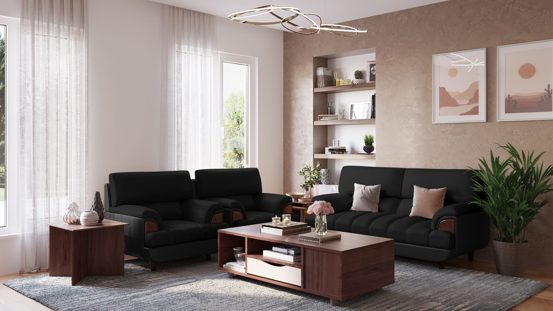 Bayflow Synthetic Leather Sofa Set 