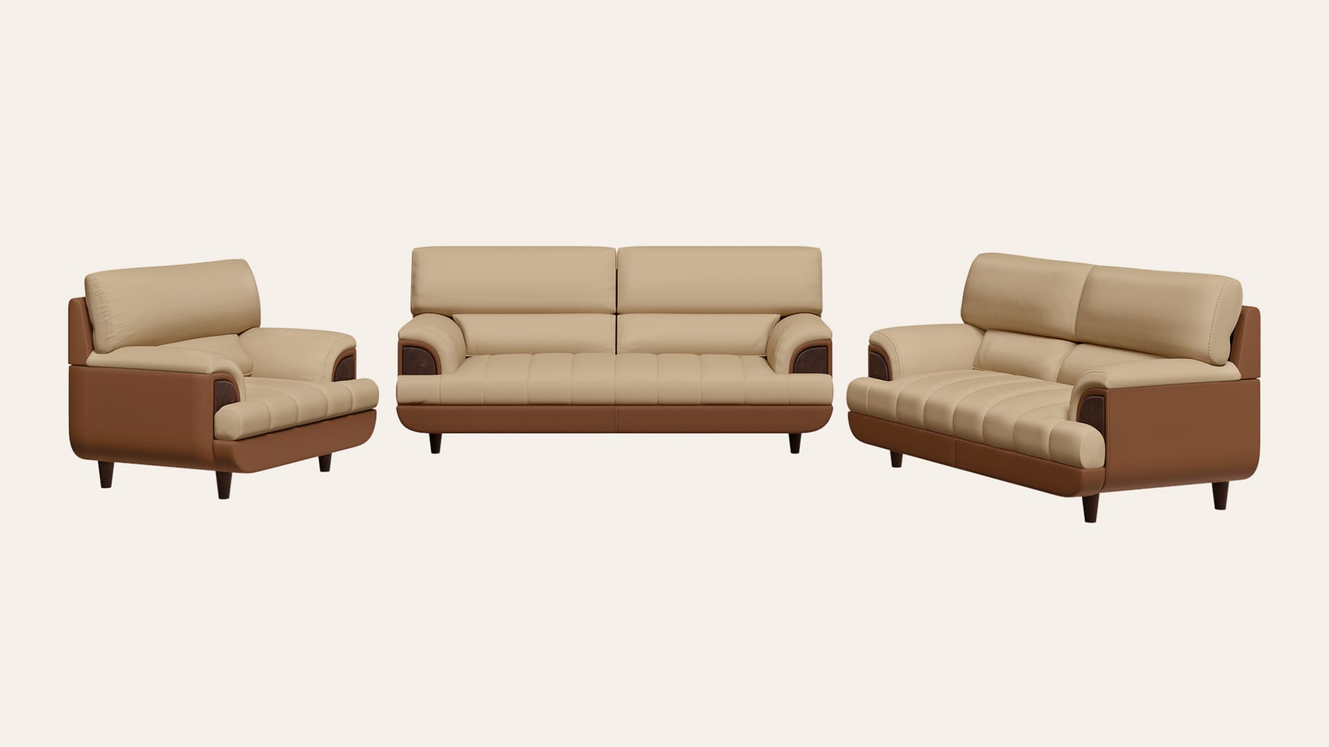 Bayflow 6-Seater Synthetic Leather Sofa Set (3 Seater + 2 Seater + 1 Seater)