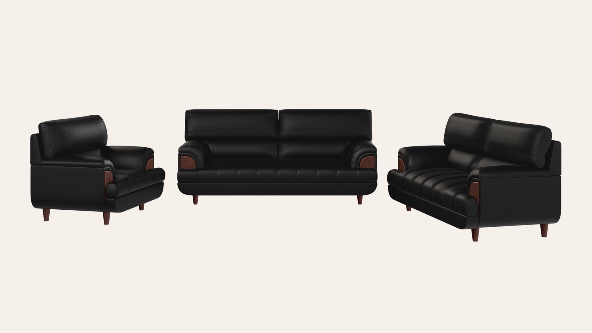 Bayflow 6-Seater Synthetic Leather Sofa Set (3 Seater + 2 Seater + 1 Seater)