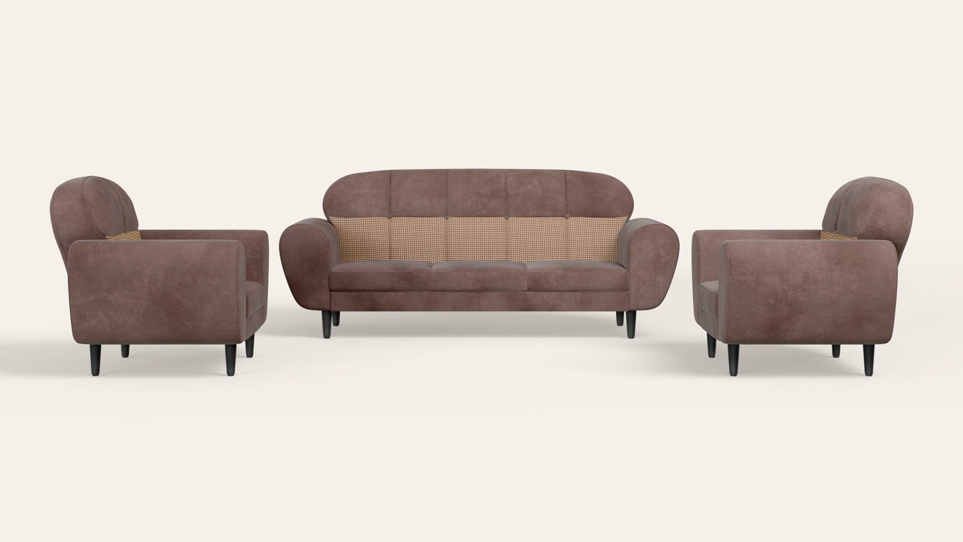 Bobbin VLX 5-Seater Fabric Sofa Set (3 Seater + 1 Seater + 1 Seater)