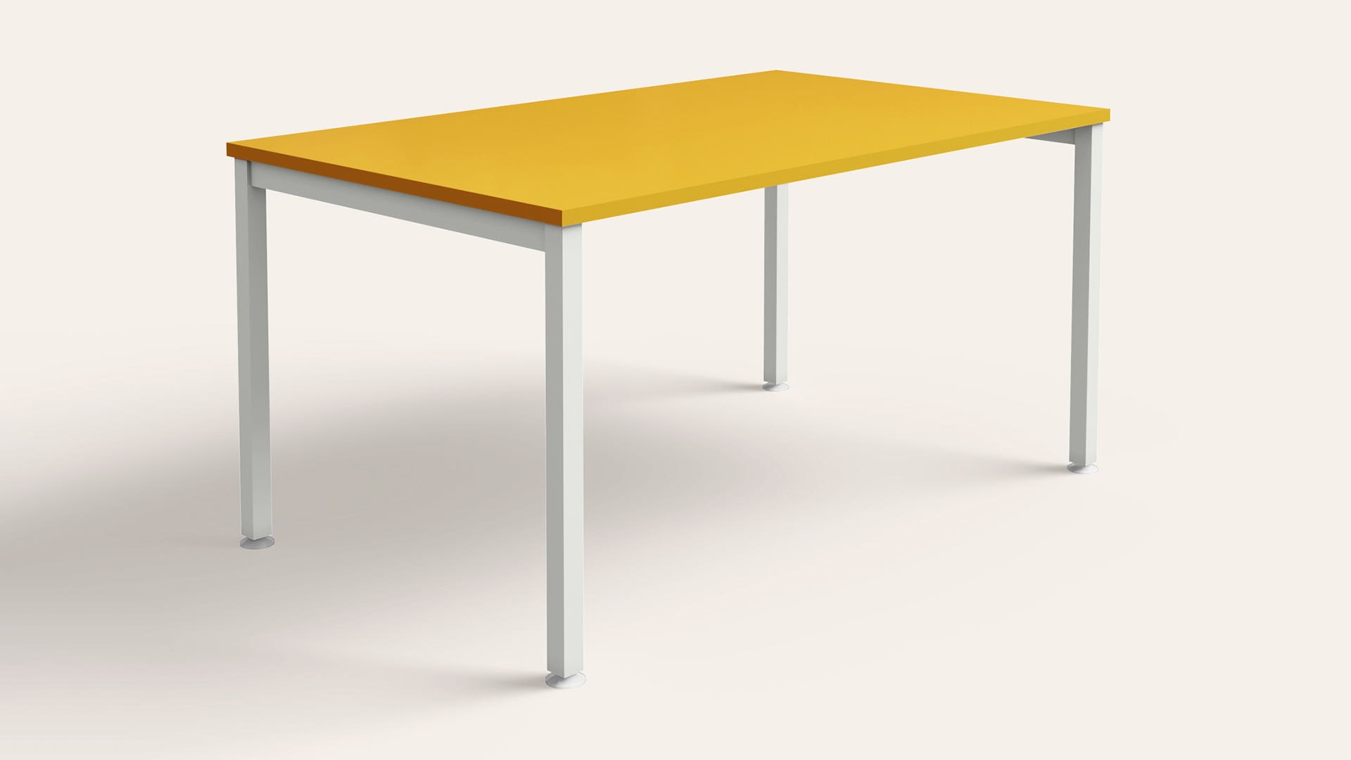 Brew Rectangular Café Table for 6 - 1500 X 900 (Yellow, Sugar White Legs)