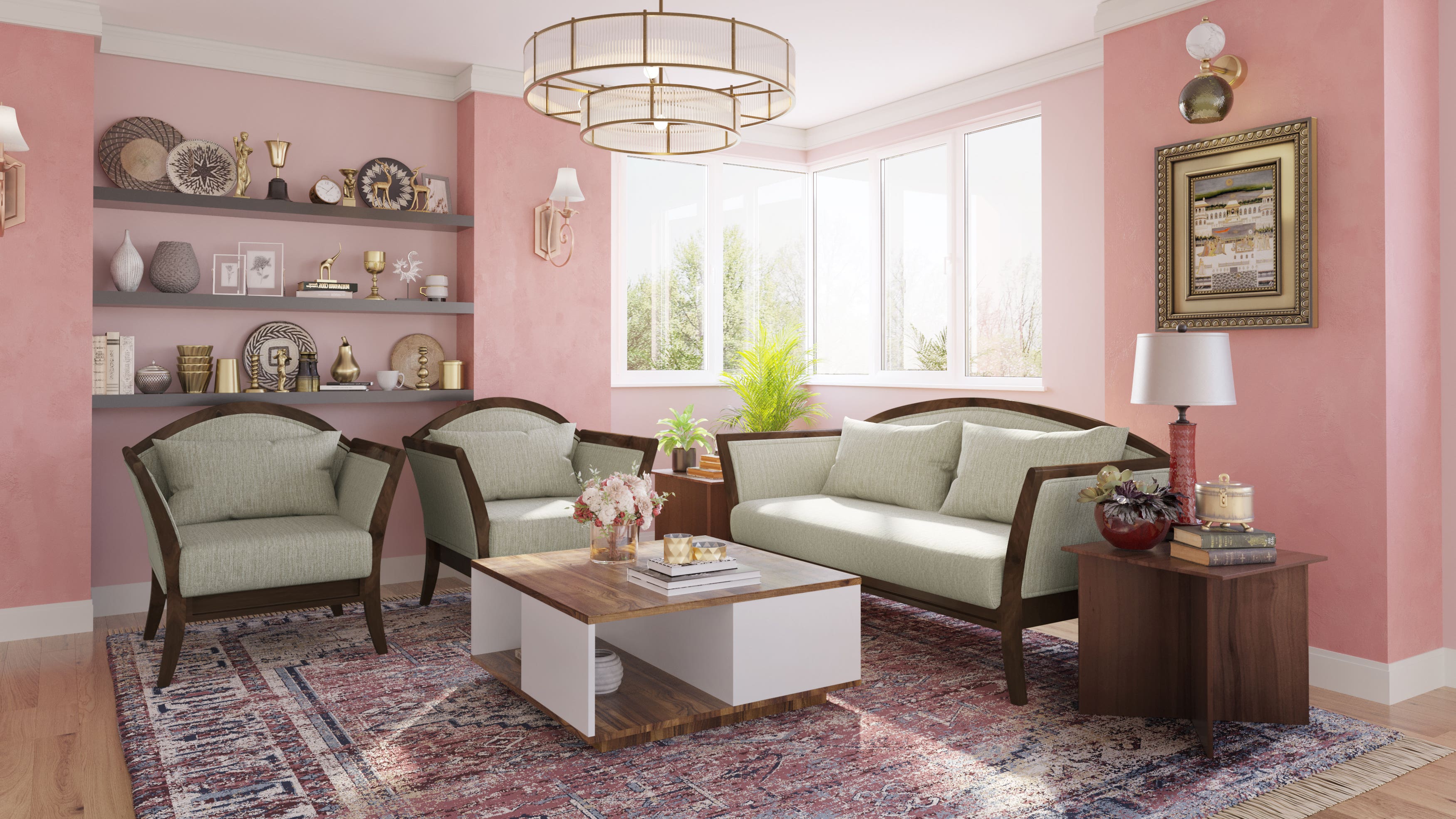 Cedar 5-Seater Fabric Sofa Set (3 Seater + 1 Seater + 1 Seater)