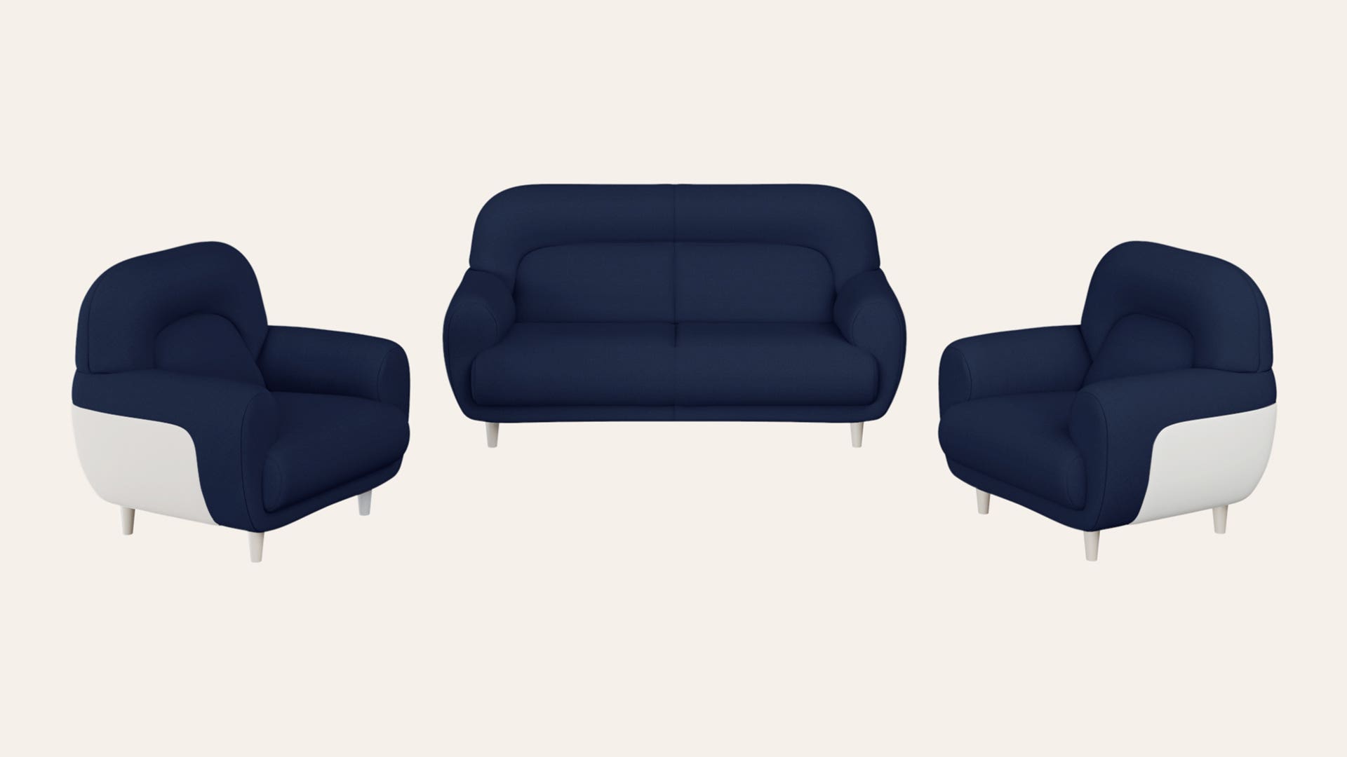 Chubby 5-Seater Fabric Sofa Set (3 Seater + 1 Seater + 1 Seater)